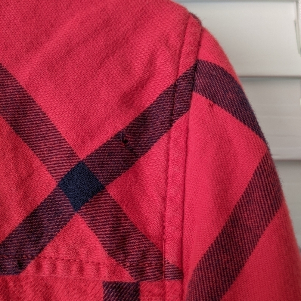 Topo Designs Red Flannel Shirt Dress Size Small - Picture 10 of 11